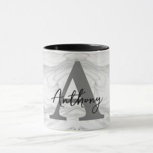 Taza Letra A de Monograma de Mármol Moderno y Clásico