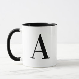Taza Letra A personalizada moderna en negro con monogra