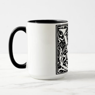 Taza Letra alfabética de estilo renacentista V sobre ho