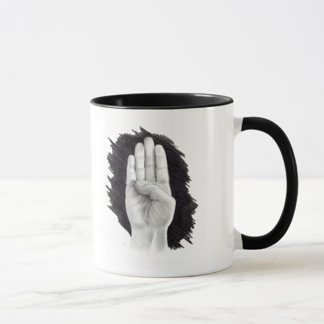 TAZA LETRA AMERICANA "B " DEL LENGUAJE DE SIGNOS (Derecha)