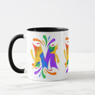 Taza Letra Arcoíris M Monograma Abstracto