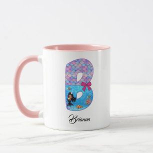 Taza Letra B de alfabeto de sirena personalizada