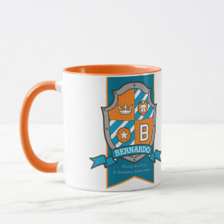 Taza Letra Bernardo B nombre naranja escudo que signifi