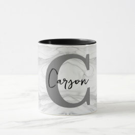 Taza Letra C de Monograma de Mármol Moderno y Clásico