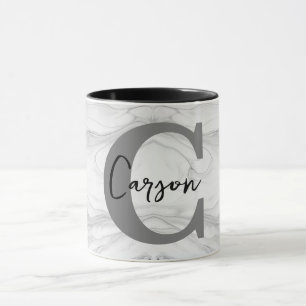 Taza Letra C de Monograma de Mármol Moderno y Clásico