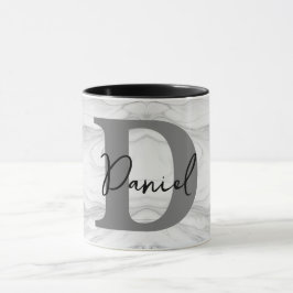 Taza Letra D de monograma de mármol moderno y clásico