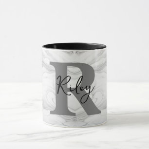 Taza Letra de monograma de mármol moderno y clásico R