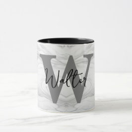 Taza Letra de monograma de mármol moderno y clásico W