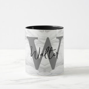 Taza Letra de monograma de mármol moderno y clásico W