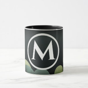 Taza Letra de monograma moderno retro burbuja negra