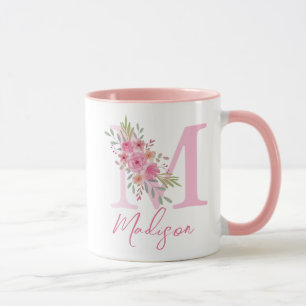 TAZA LETRA DE NOMBRE DE ALFABETAS RUBOR FLORALES SOFT M