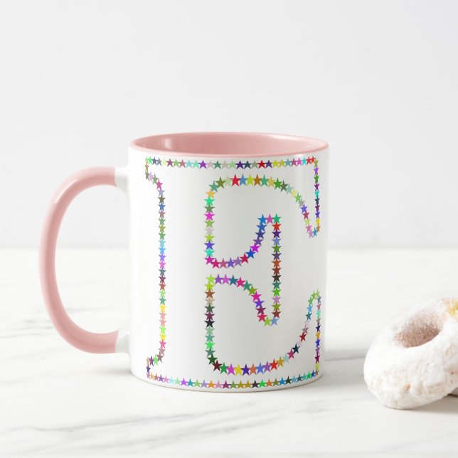 Taza Letra E de la estrella del arco iris (Con donut)