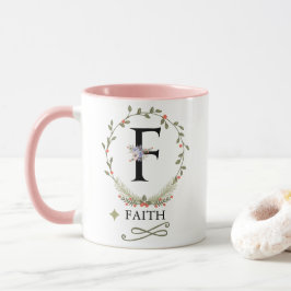 Taza Letra floral cuta F Monograma Mug