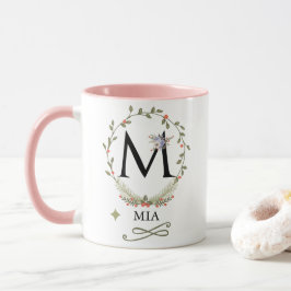 Taza Letra floral cuta M Monograma Mug
