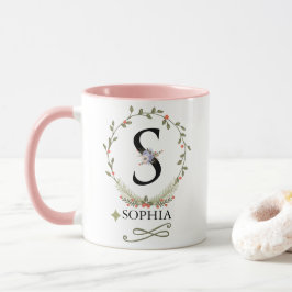 Taza Letra floral cuta S Monograma Mug