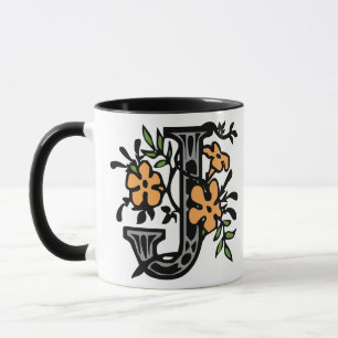Taza Letra floral J del monograma