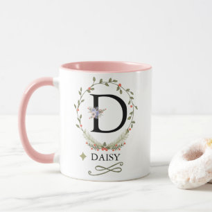 Taza Letra floral minúscula d monograma