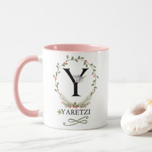Taza Letra floral minúscula y monograma mug