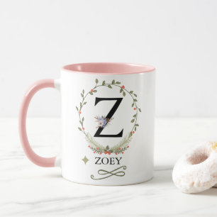 Taza Letra floral minúscula z monograma mug