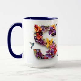 Taza Letra floral personalizado S