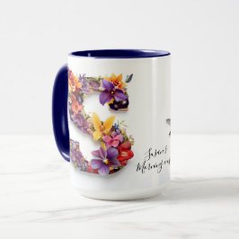 Taza Letra floral personalizado S