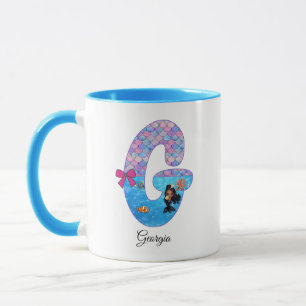 Taza Letra G de alfabeto de sirena personalizada