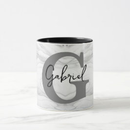 Taza Letra G de monograma de mármol moderno y clásico
