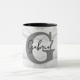 Taza Letra G de monograma de mármol moderno y clásico