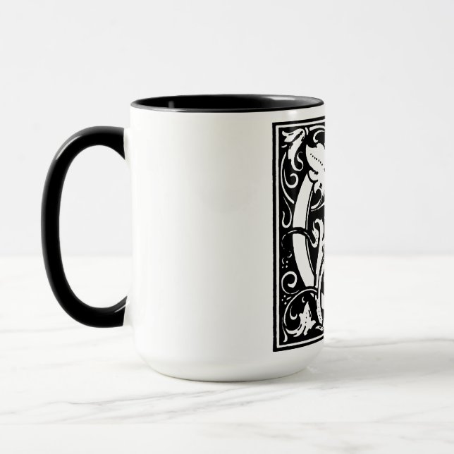 Taza Letra G del alfabeto de estilo renacentista sobre  (Izquierda)