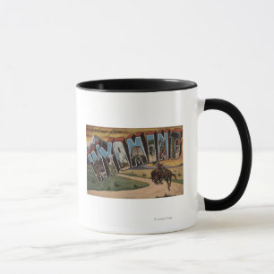Taza Letra grande ScenesWyoming de Wyoming (vaquero)