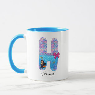 Taza Letra H de alfabeto de sirena personalizada