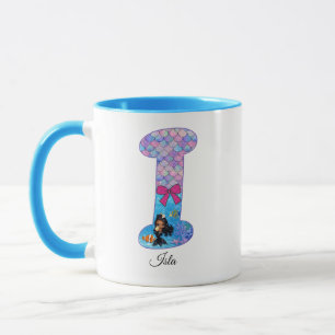 Taza Letra I de alfabeto de sirena personalizada