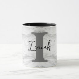 Taza Letra I de monograma de mármol moderno y clásico