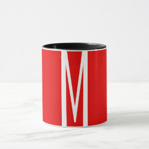 Taza Letra inicial monograma estilo moderno rojo blanco