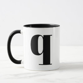 Taza Letra inicial monograma moderna q negro y blanco