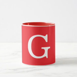 Taza Letra Inicial Monograma Rojo Blanco Sencillo Simpl
