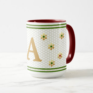 Taza Letra Inicial Personalizada   Panal de Abejas Dora