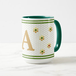 Taza Letra inicial personalizado | Moda Gold Daisy Hone