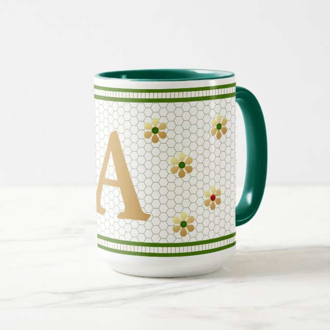 Taza Letra inicial personalizado | Moda Gold Daisy Hone (Anverso derecho)