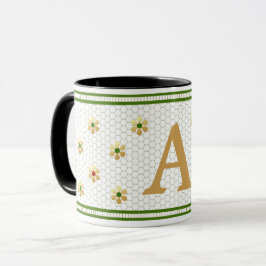 Taza Letra inicial personalizado | Moda Gold Daisy Hone