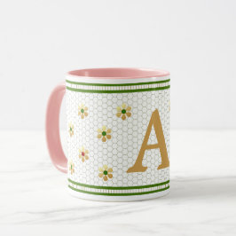 Taza Letra inicial personalizado | Moda Gold Daisy Hone