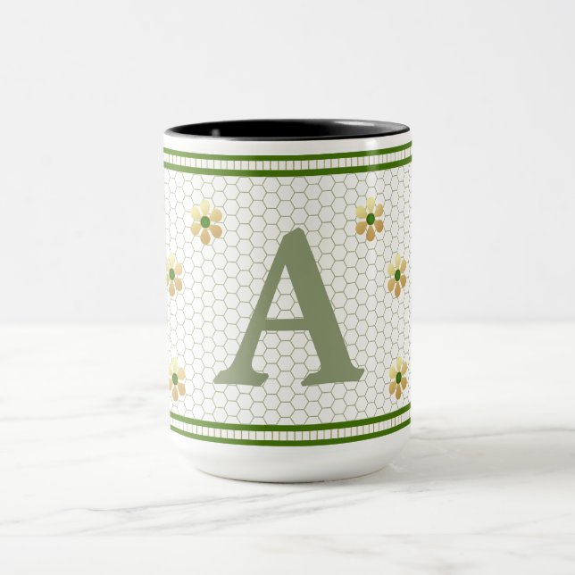 Taza Letra inicial personalizado | Moda Gold Daisy Hone (Centro)