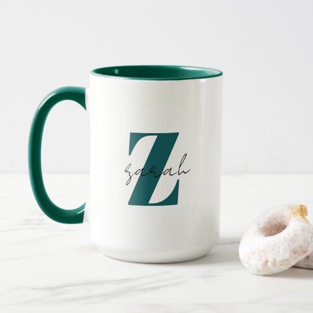 Taza Letra inicial y nombre | Monograma moderno de esti (Con donut)