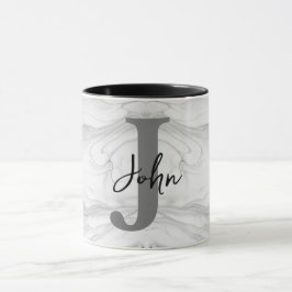 Taza Letra J de monograma de mármol moderno y clásico