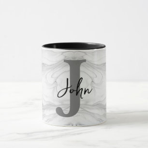 Taza Letra J de monograma de mármol moderno y clásico
