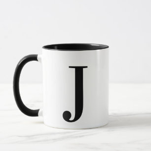 Taza Letra J de monograma negro personalizada