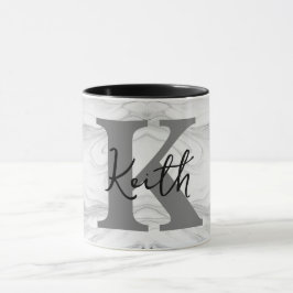 Taza Letra K de monograma de mármol moderno y clásico