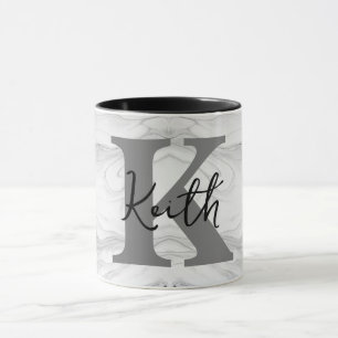 Taza Letra K de monograma de mármol moderno y clásico