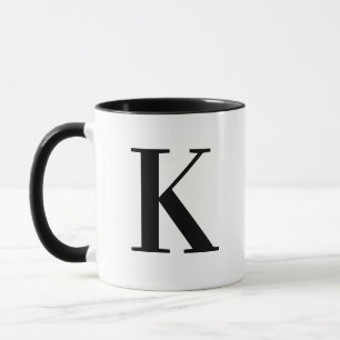 Taza Letra K de monograma negro personalizado