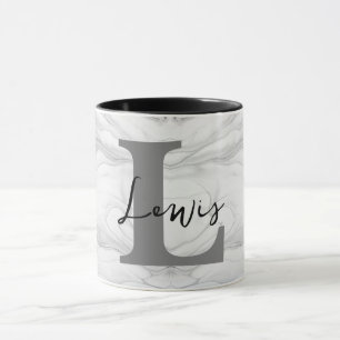 Taza Letra L de monograma de mármol moderno y clásico
